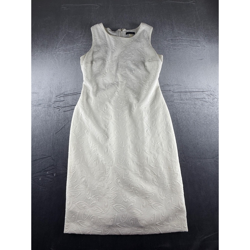 Tommy Hilfiger Womens White Textured Matelasse Floral Sheath Dress Size 8